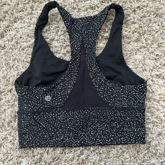 lululemon athletica Black and White Patterned Top sz 4 bra workout gym sports - Picture 4 of 5